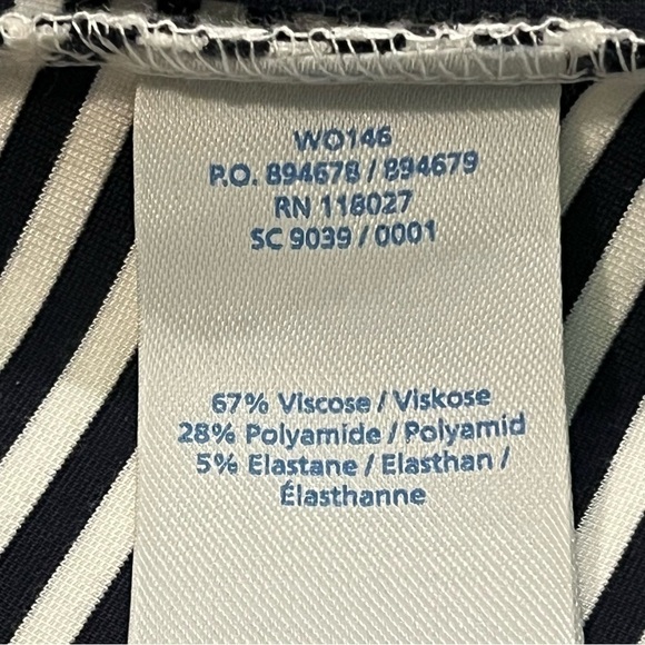 Boden Evie Ponte Knit Top Striped Anchor Buttons Navy Nautical Preppy US 6 WO146 - Picture 8 of 8